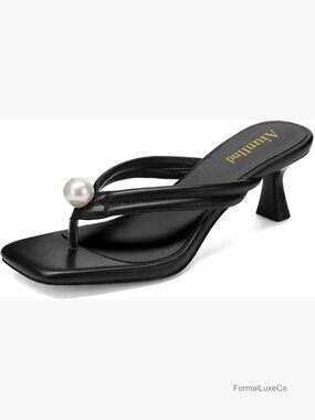Kitten Heels Sandals Square Open Toe Flip Flop Heels 2.5 Inch Slip On Dressy